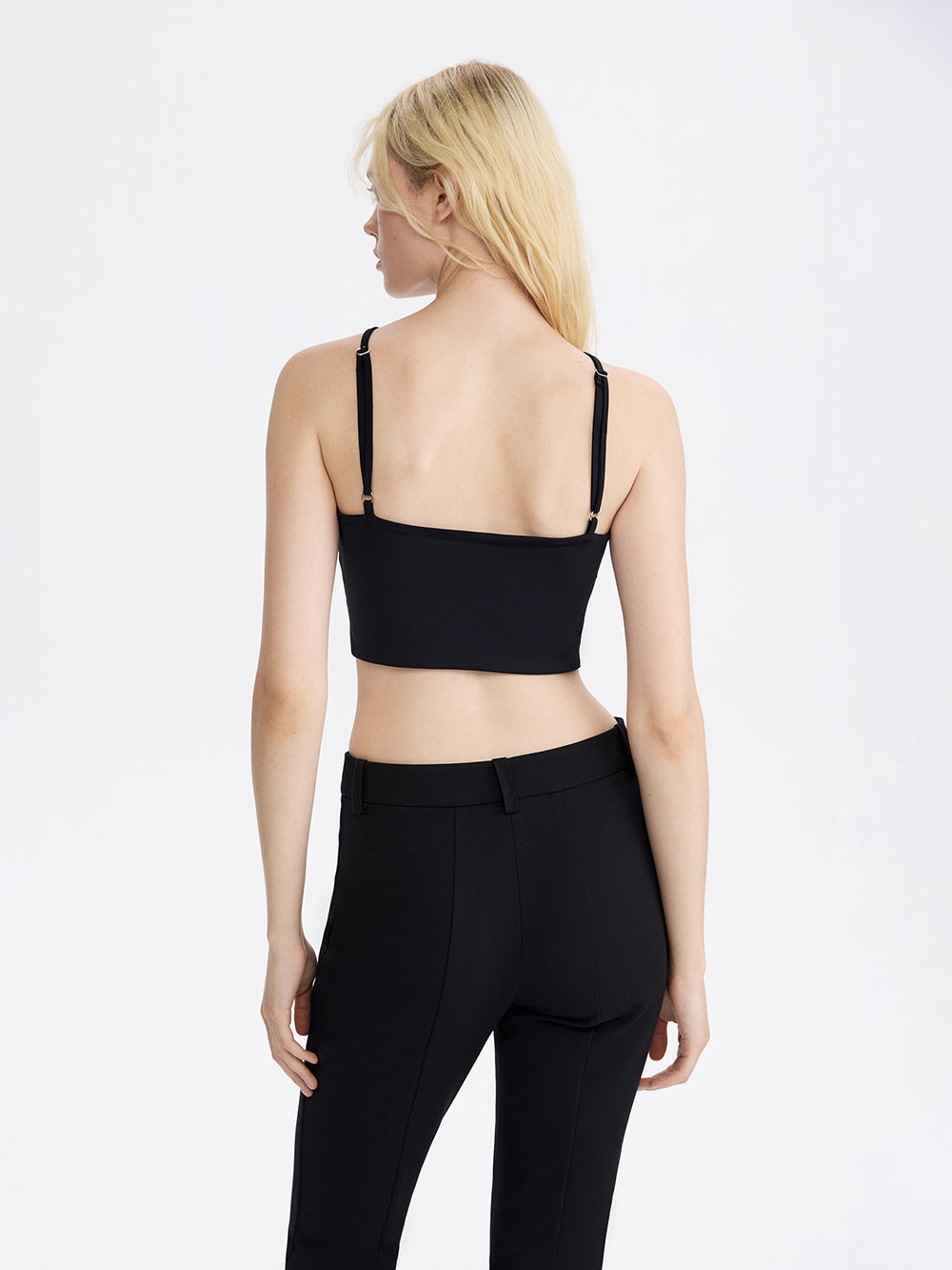 Cross-Strap Crop Top — Black