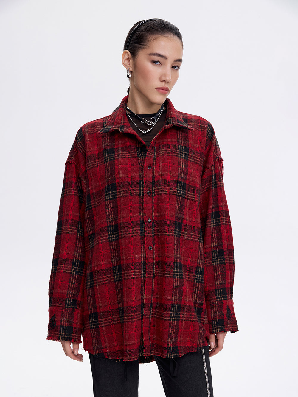 Grunge Check Shirt — Red