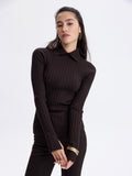 Knit Polo Turtleneck — Chocolate