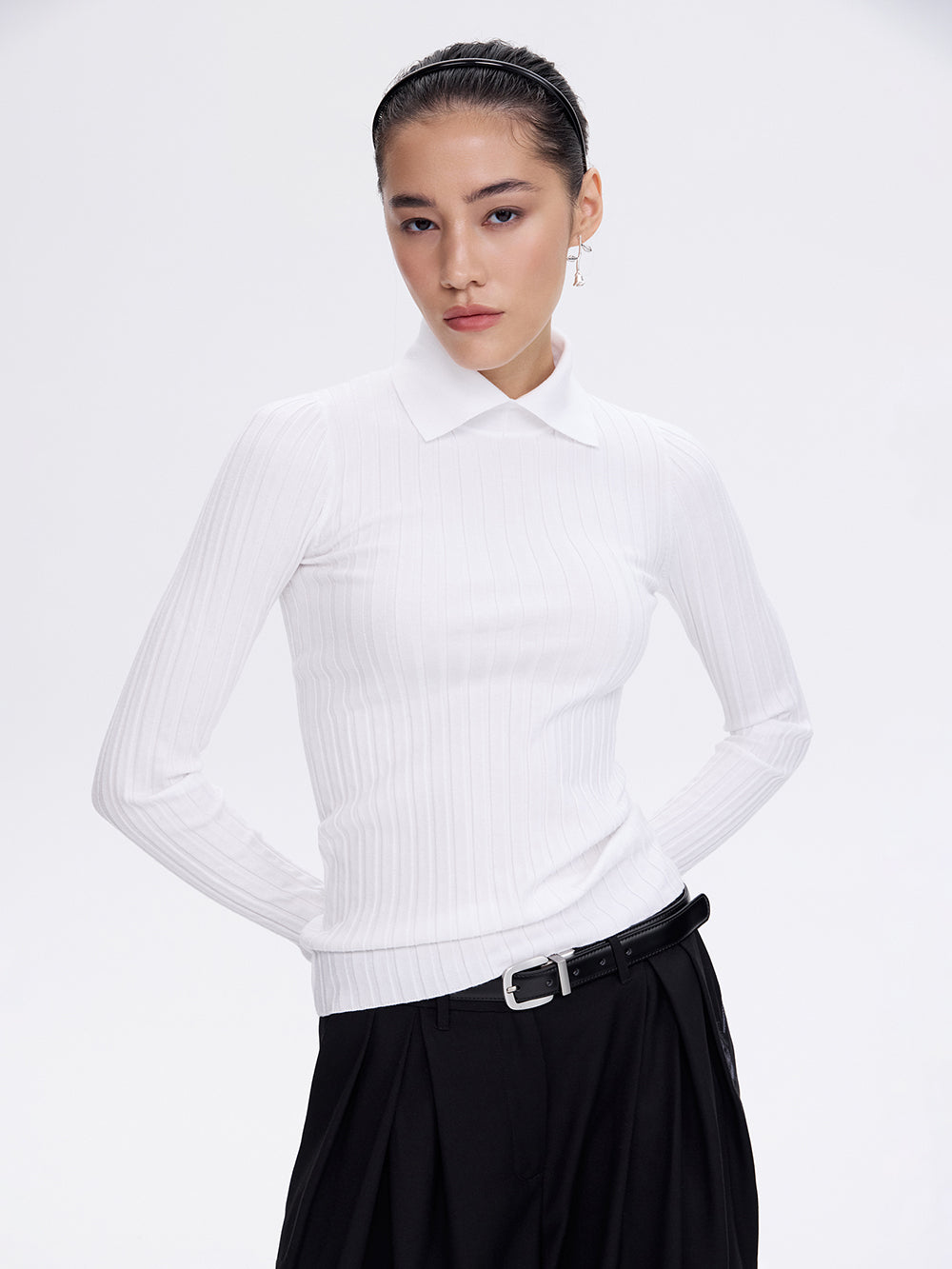 Knit Polo Turtleneck — Milk