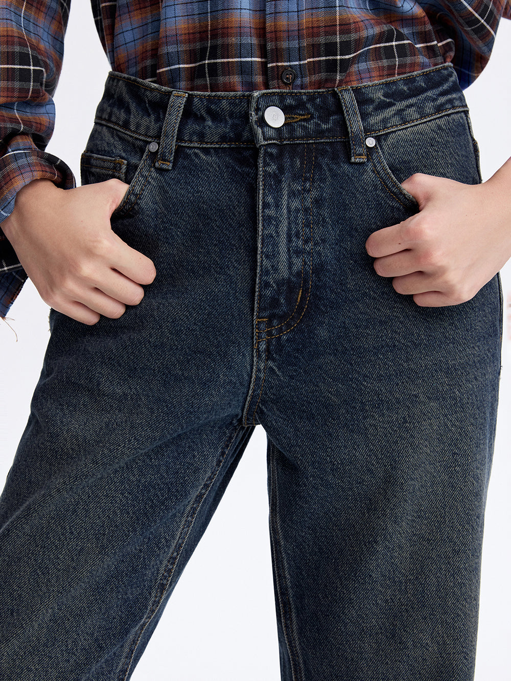 Rooster Embroidered Jeans — Blue