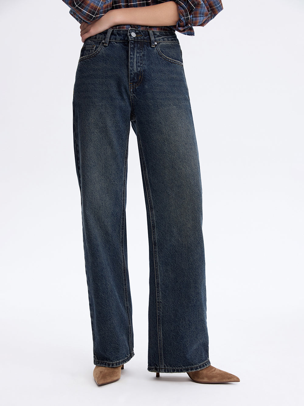Rooster Embroidered Jeans — Blue