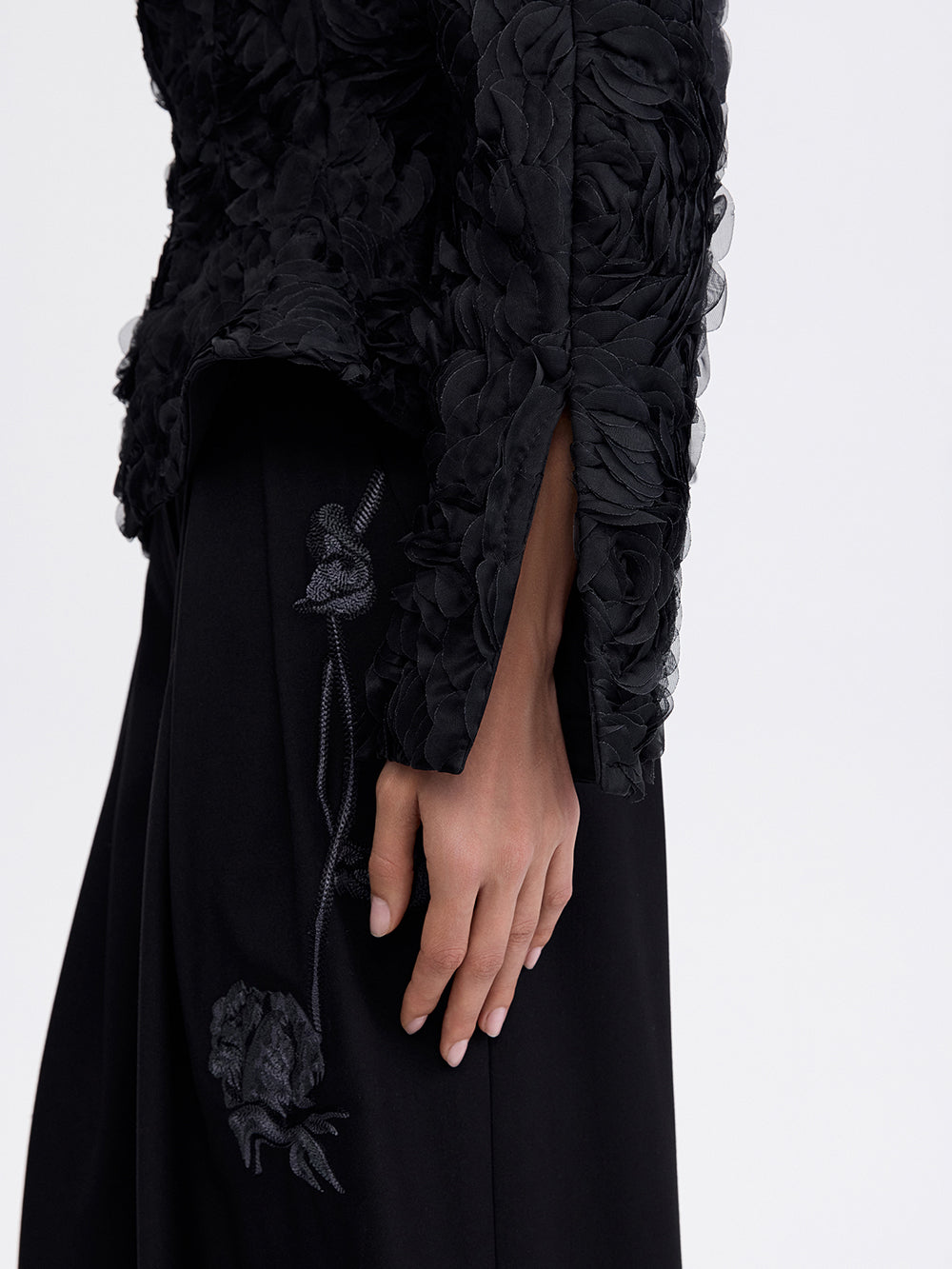 Textured Rose Jacket — Black