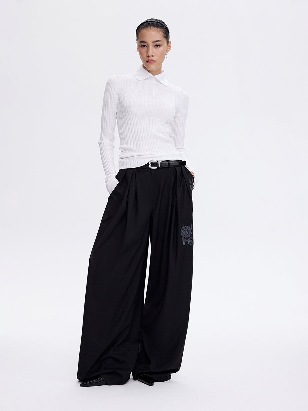 Knit Polo Turtleneck — Milk