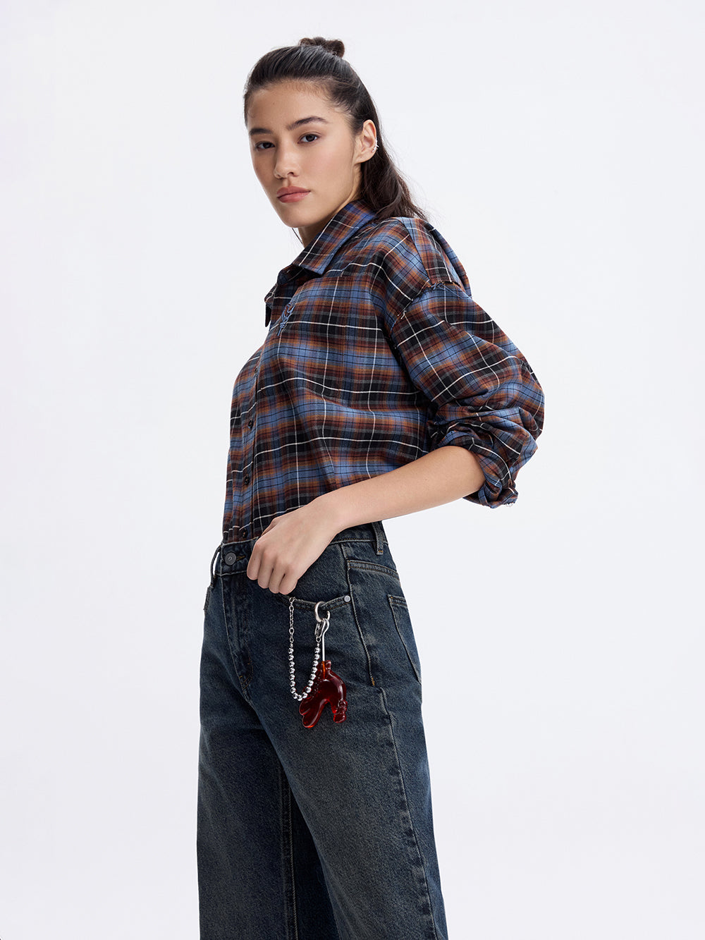 Rooster Embroidered Jeans — Blue