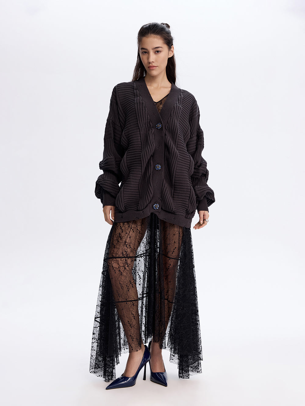 PRAS textured knit cardigan