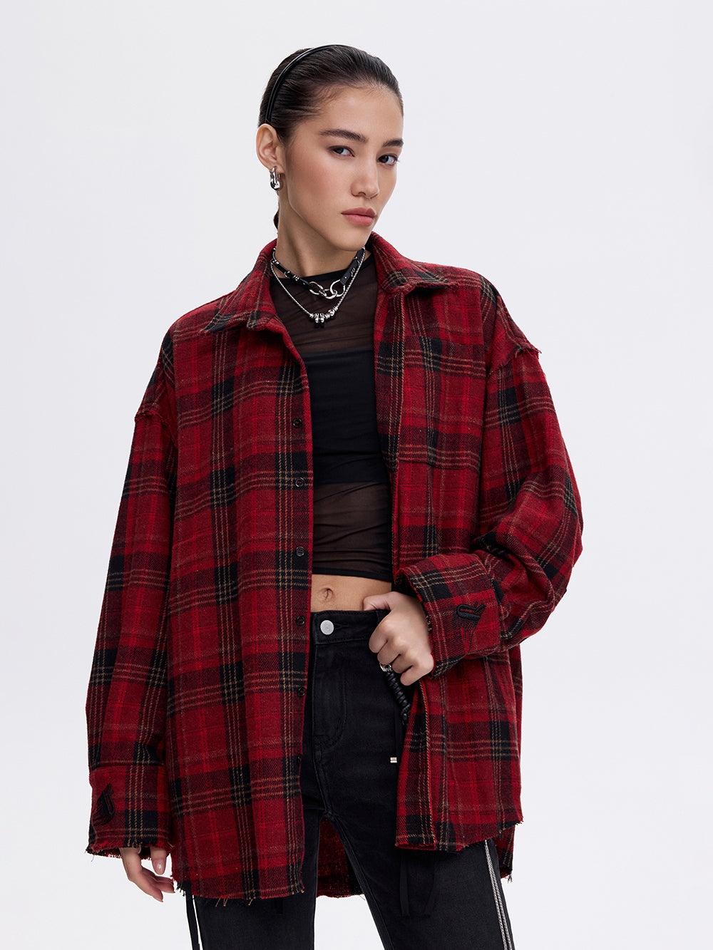 Grunge Check Shirt — Red