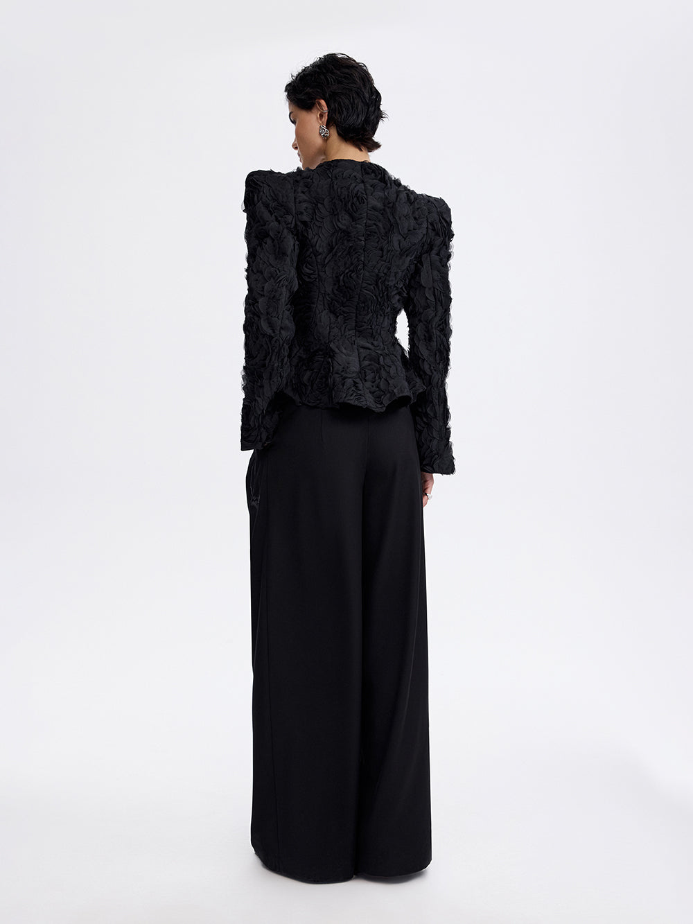 Textured Rose Jacket — Black
