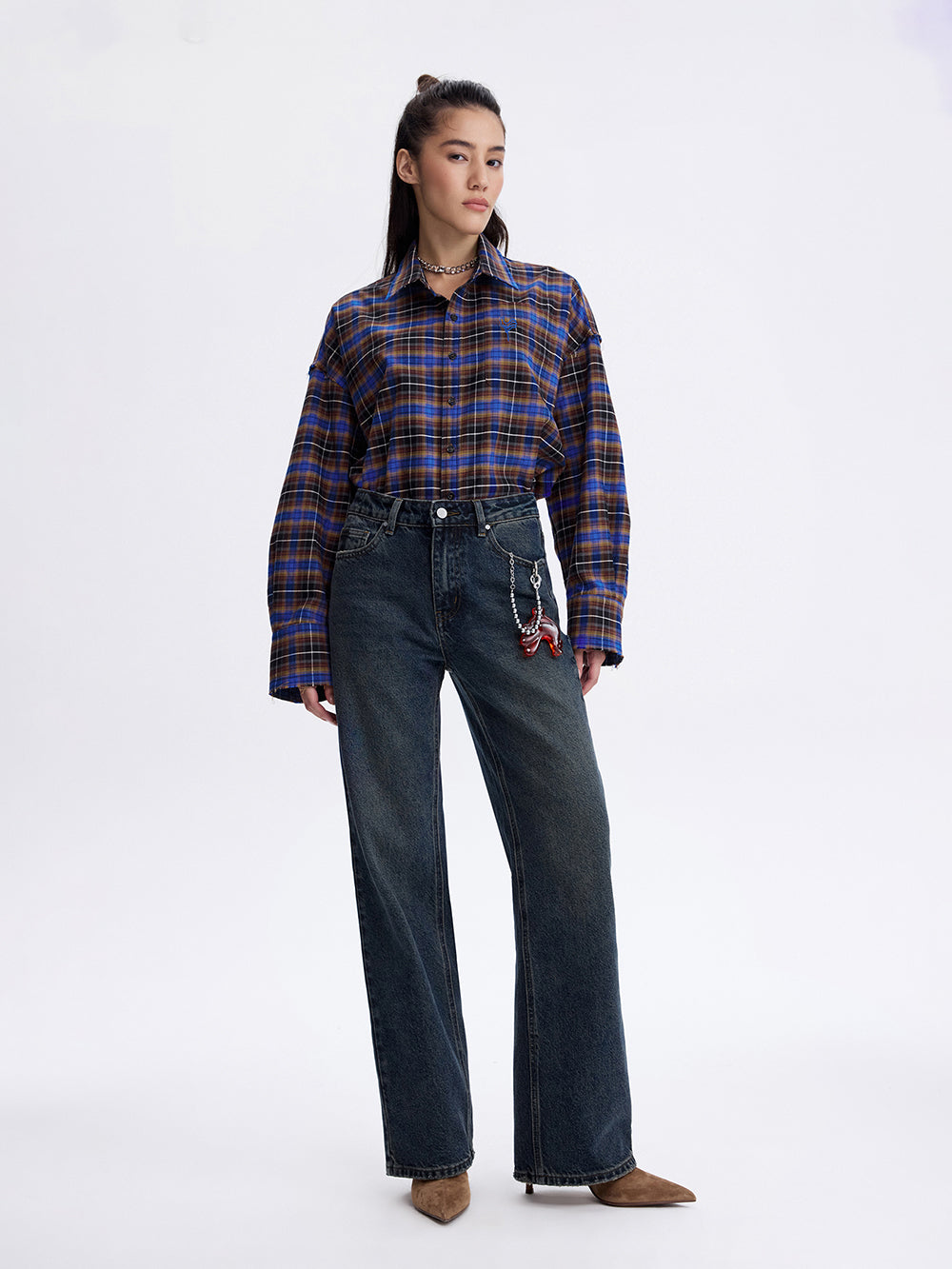 Rooster Check Shirt — Brown / Blue