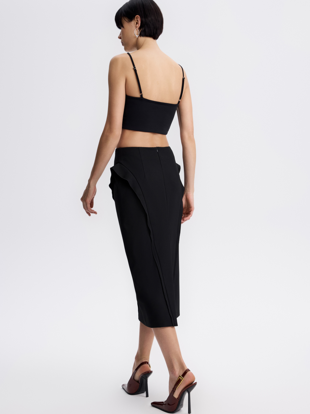 PRAS ruffled pencil skirt, back