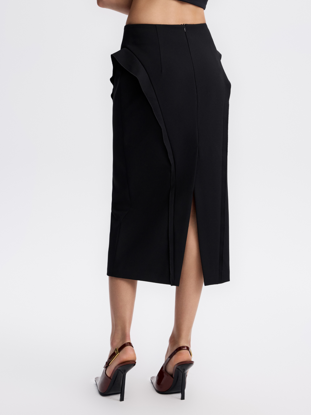 PRAS ruffled pencil skirt, back slit