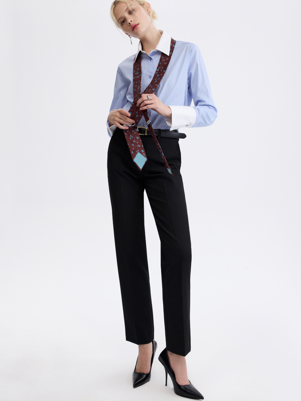 PRAS silk-lined tie, untied, full length