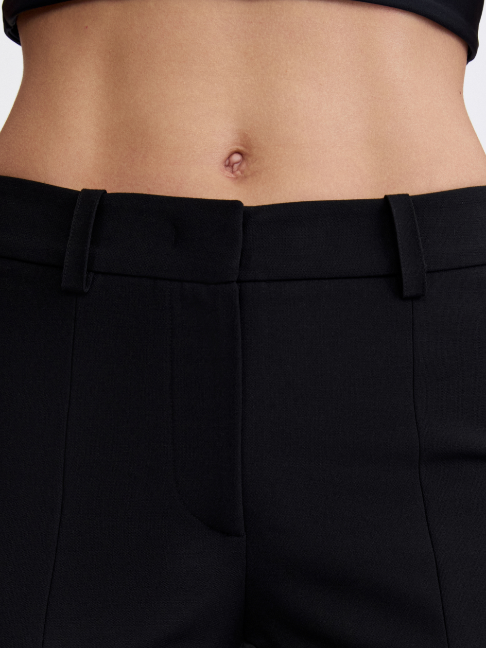 Zip-Slit Flare Trousers — Black