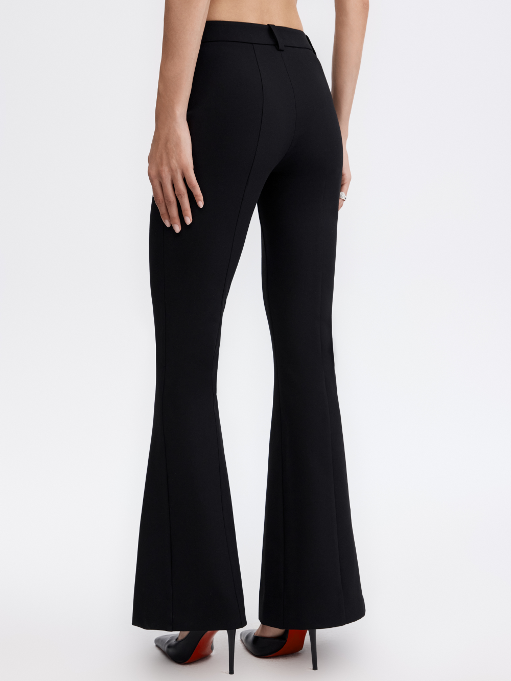 Zip-Slit Flare Trousers — Black