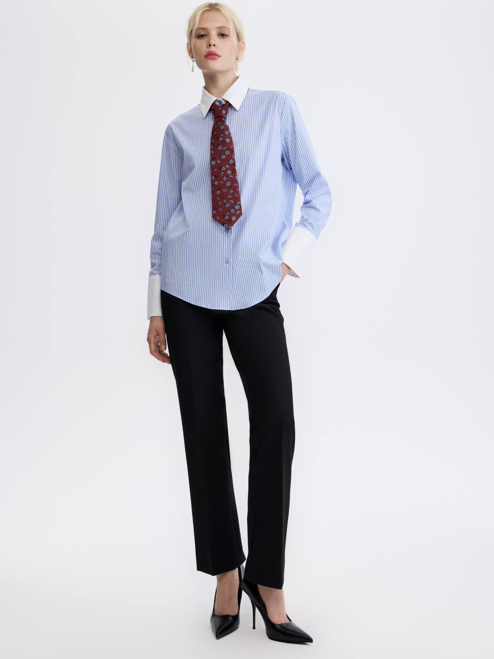 PRAS silk-lined tie, styled with trousers