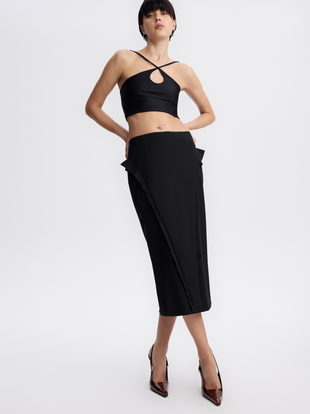 PRAS ruffled pencil skirt, front
