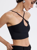 Cross-Strap Crop Top — Black