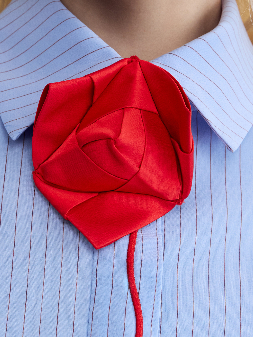PRAS origami rose shirt, origami rose close-up