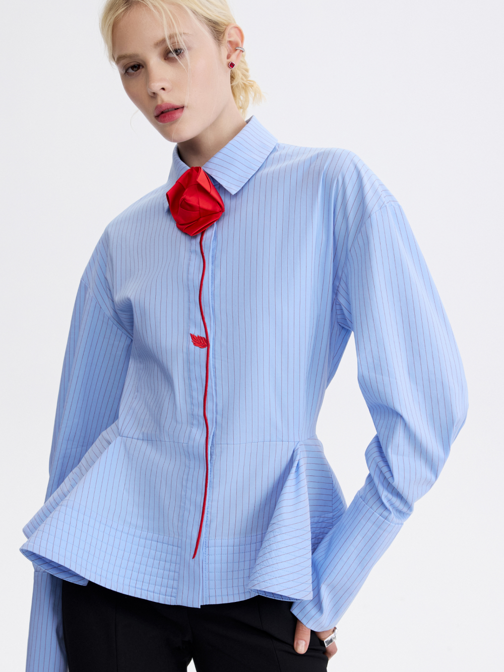 PRAS origami rose shirt, three-quarter