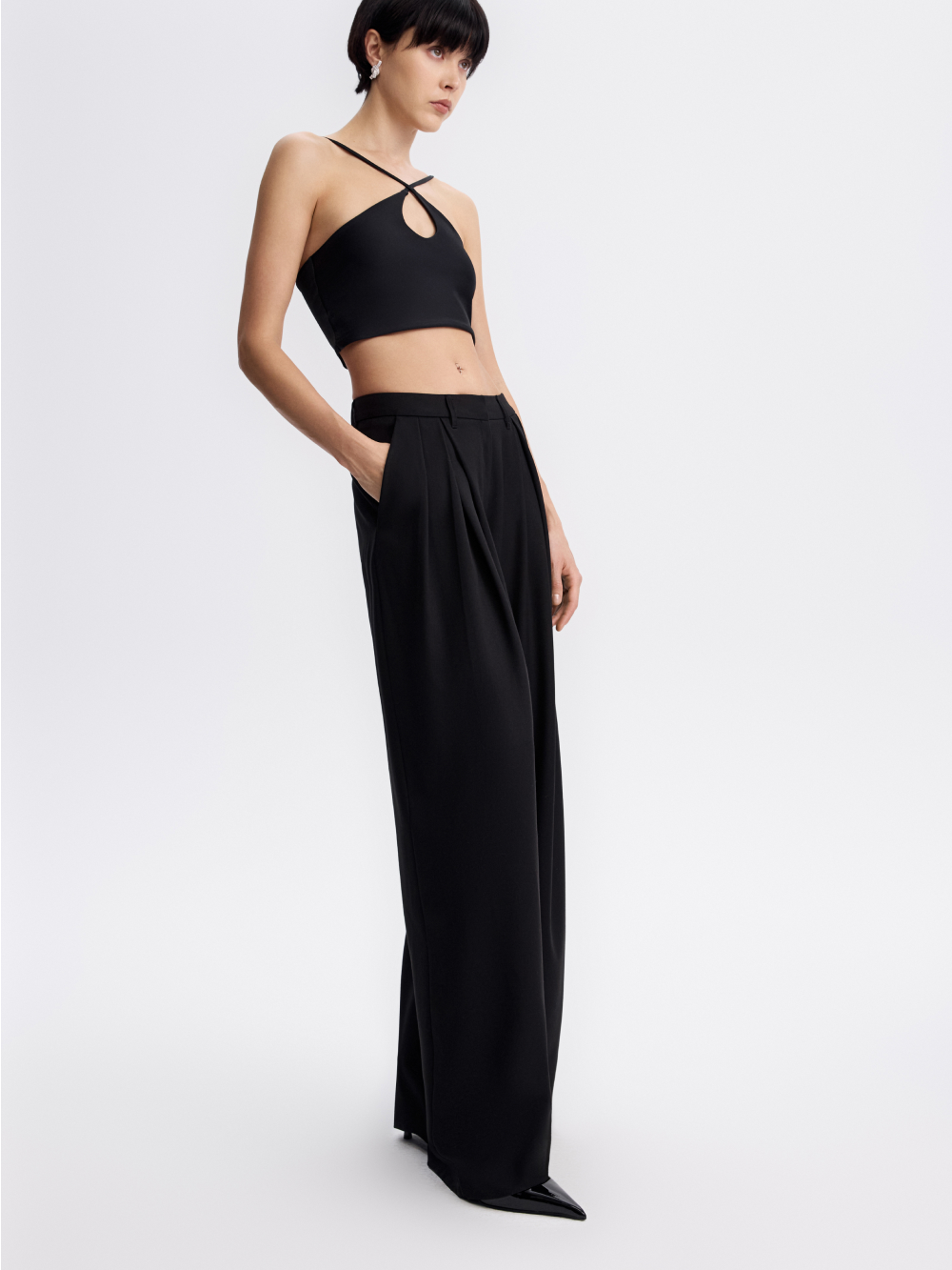 PRAS embroidered wide trousers, side