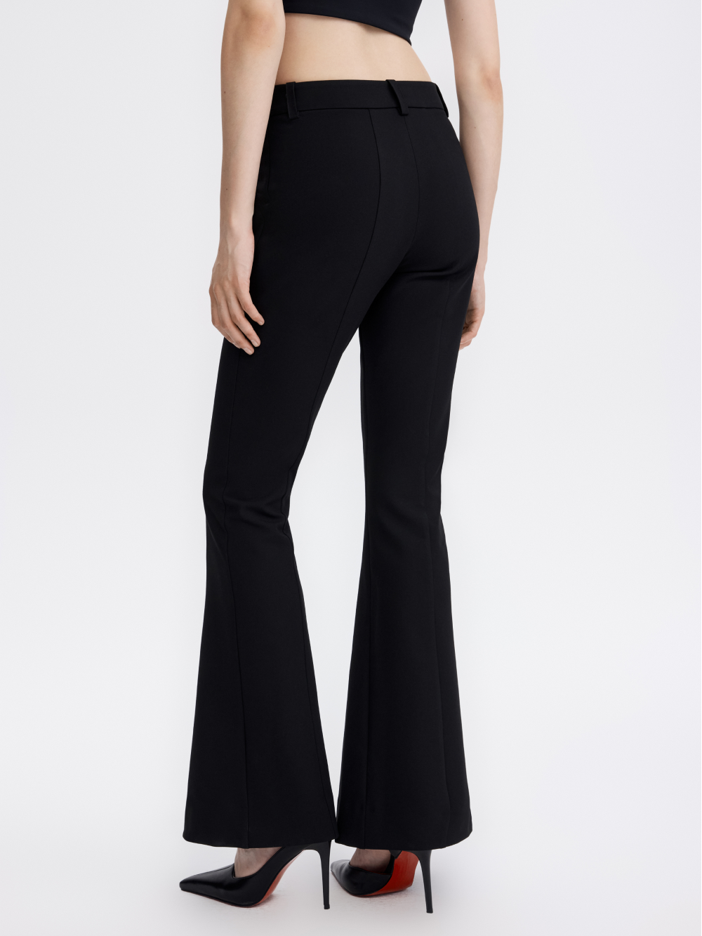 Zip-Slit Flare Trousers — Black