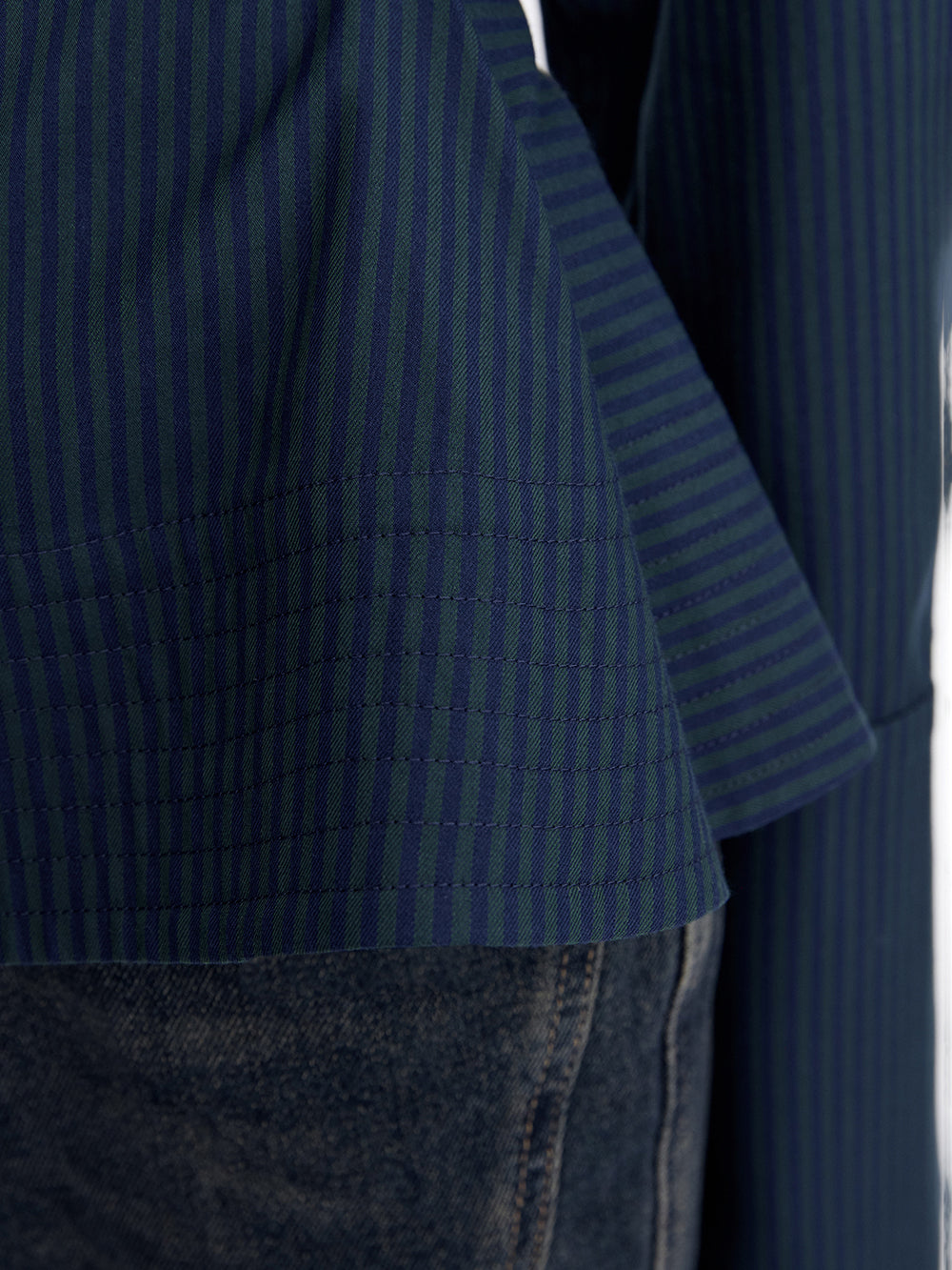 PRAS rose peplum shirt, cuff and striped fabric