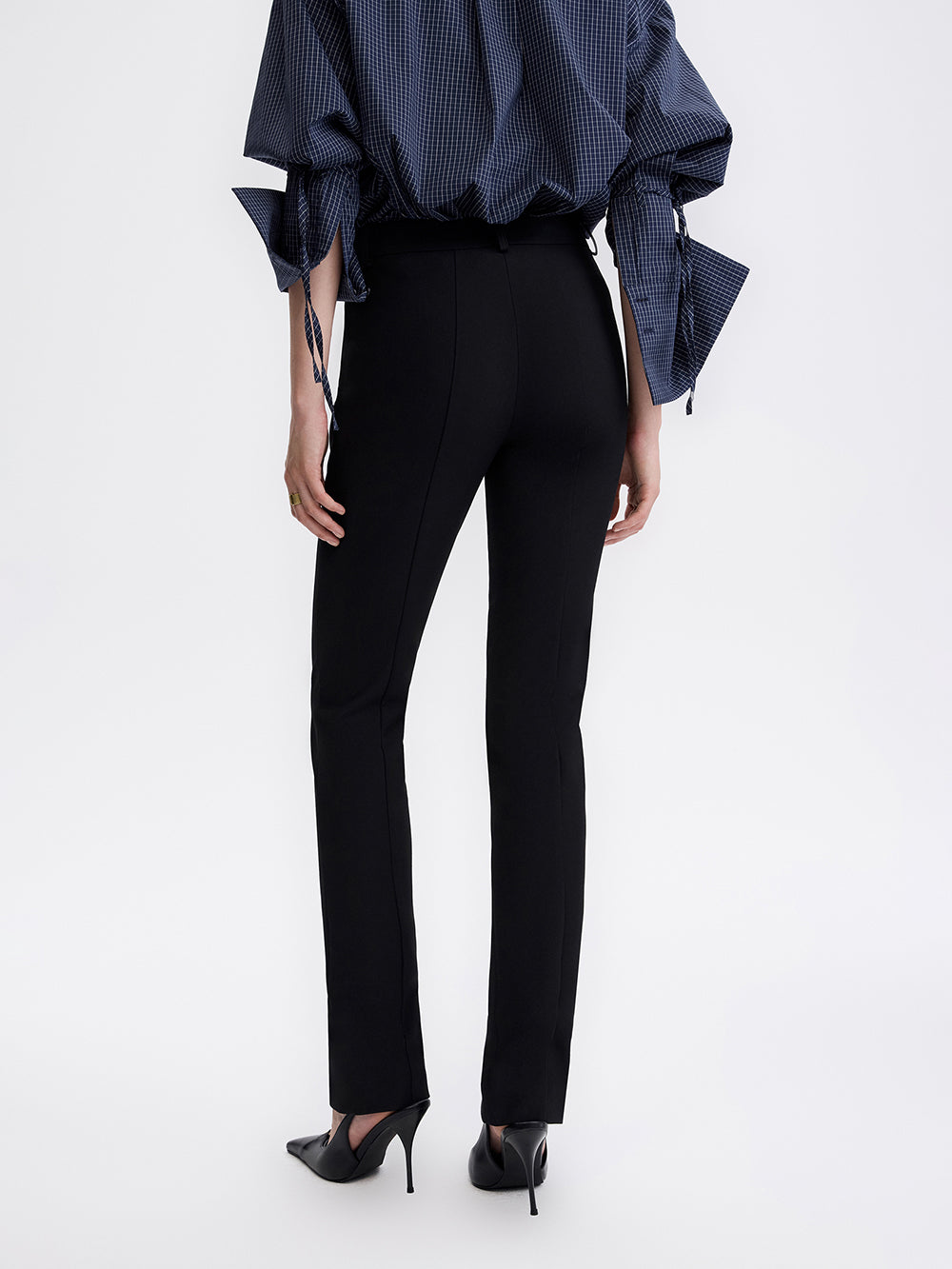 PRAS zip slit trousers, back