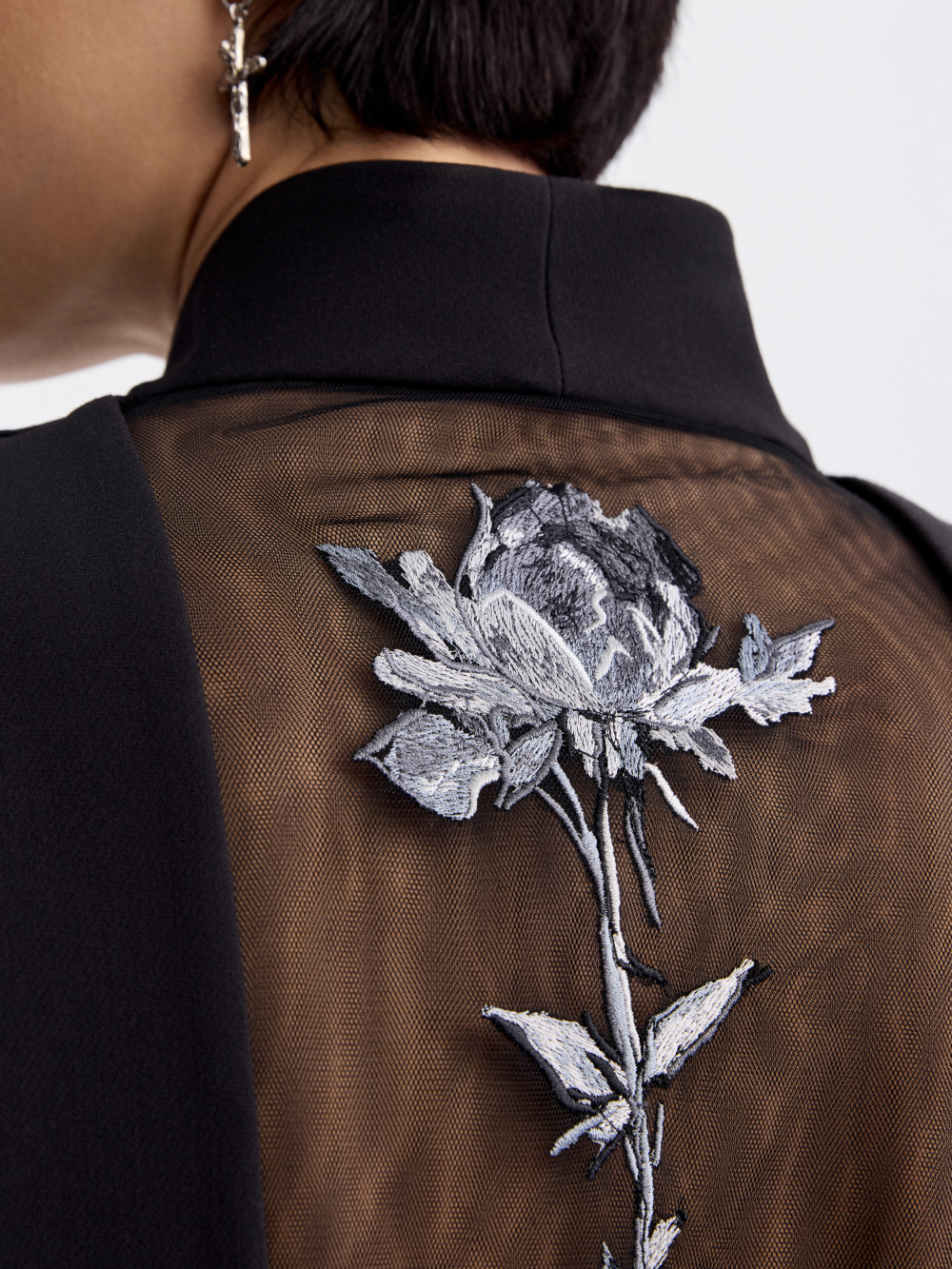 PRAS rose embroidery jacket, rose embroidery close up