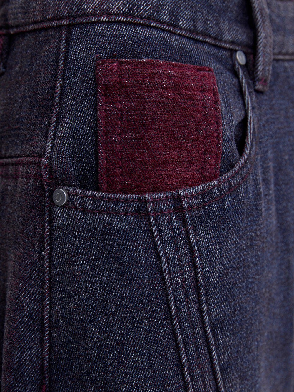 Burgundy velvet pocket detail