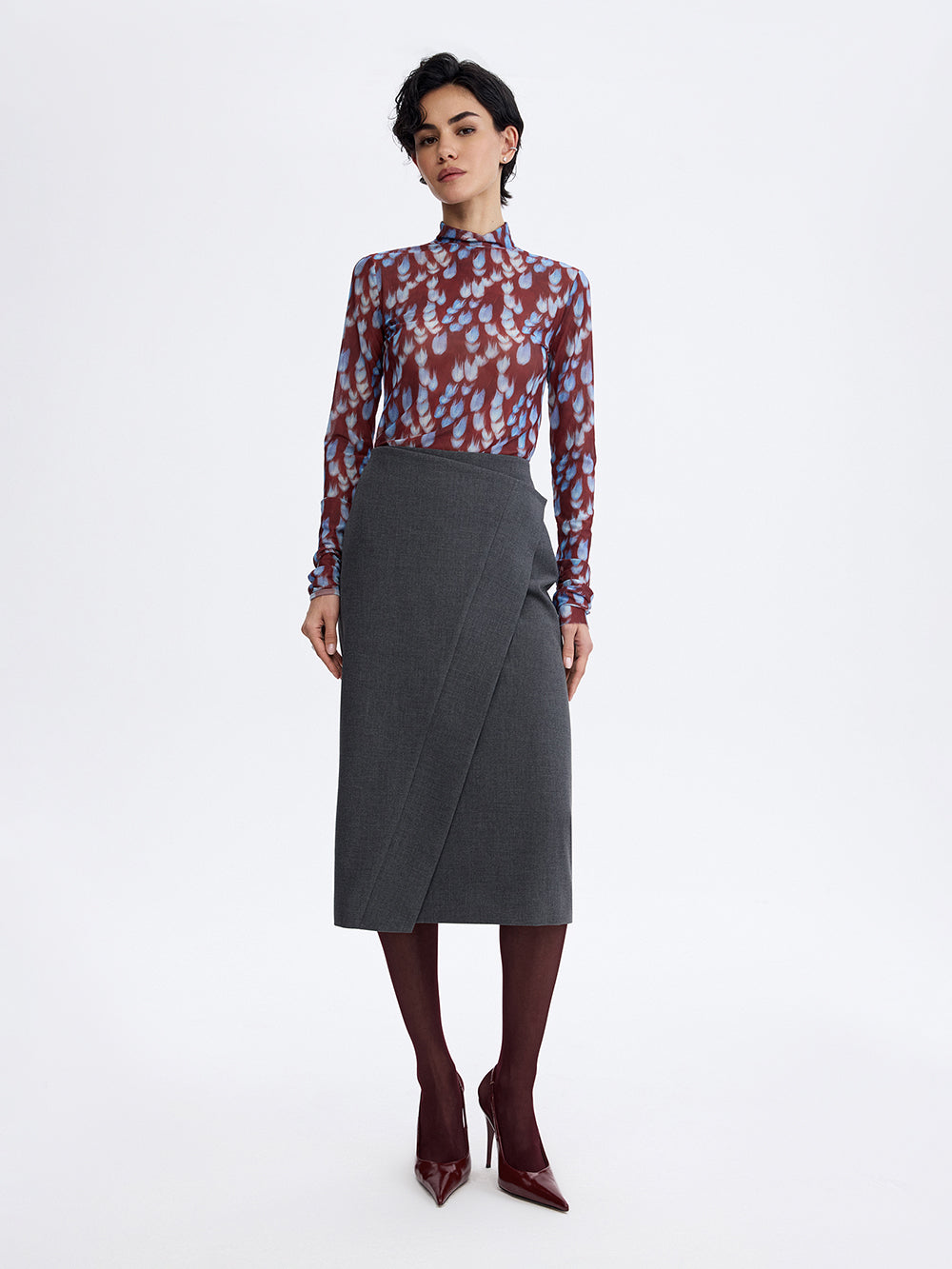 PRAS wrap pencil skirt, front, full length