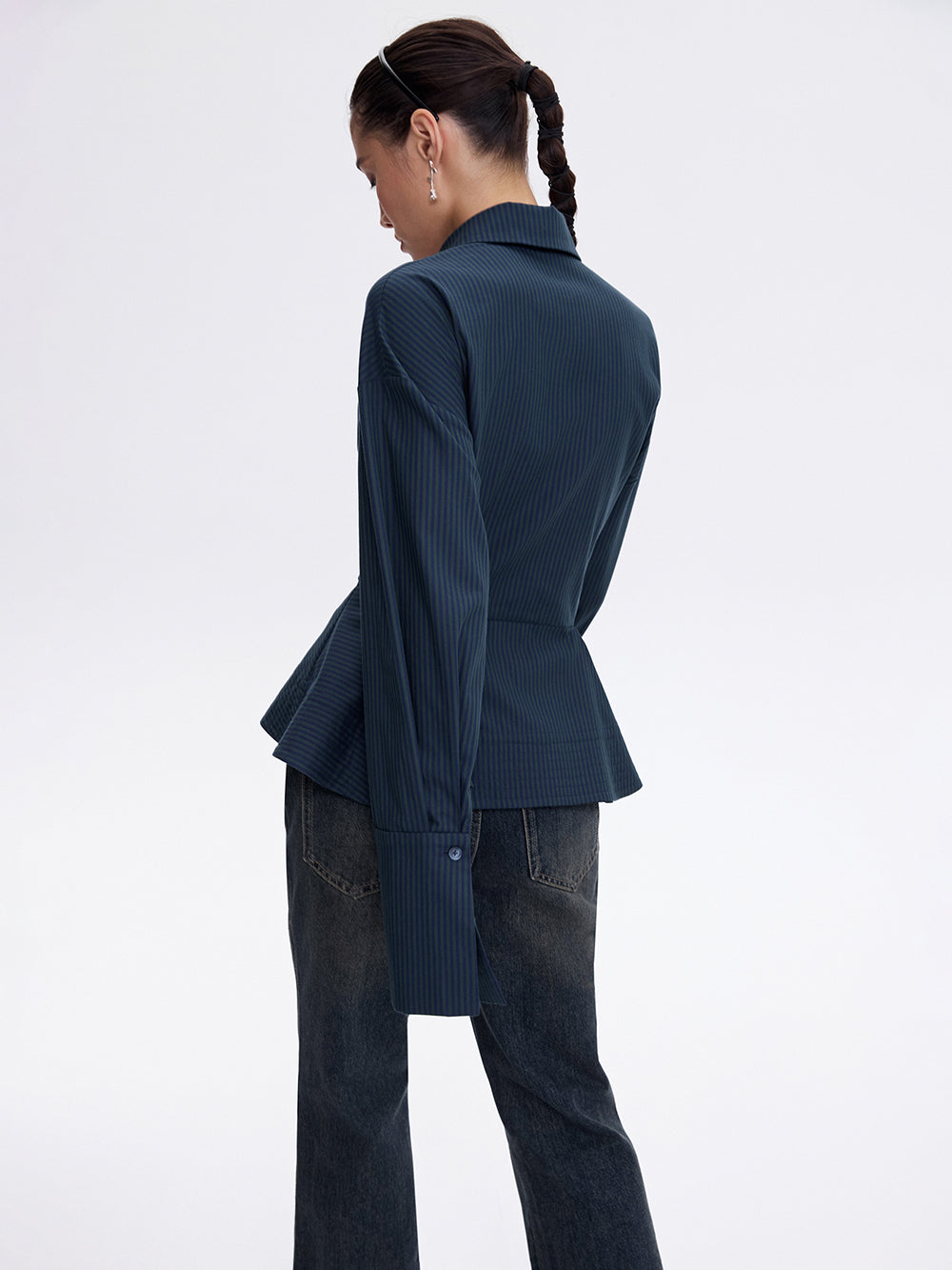 PRAS rose peplum shirt, back