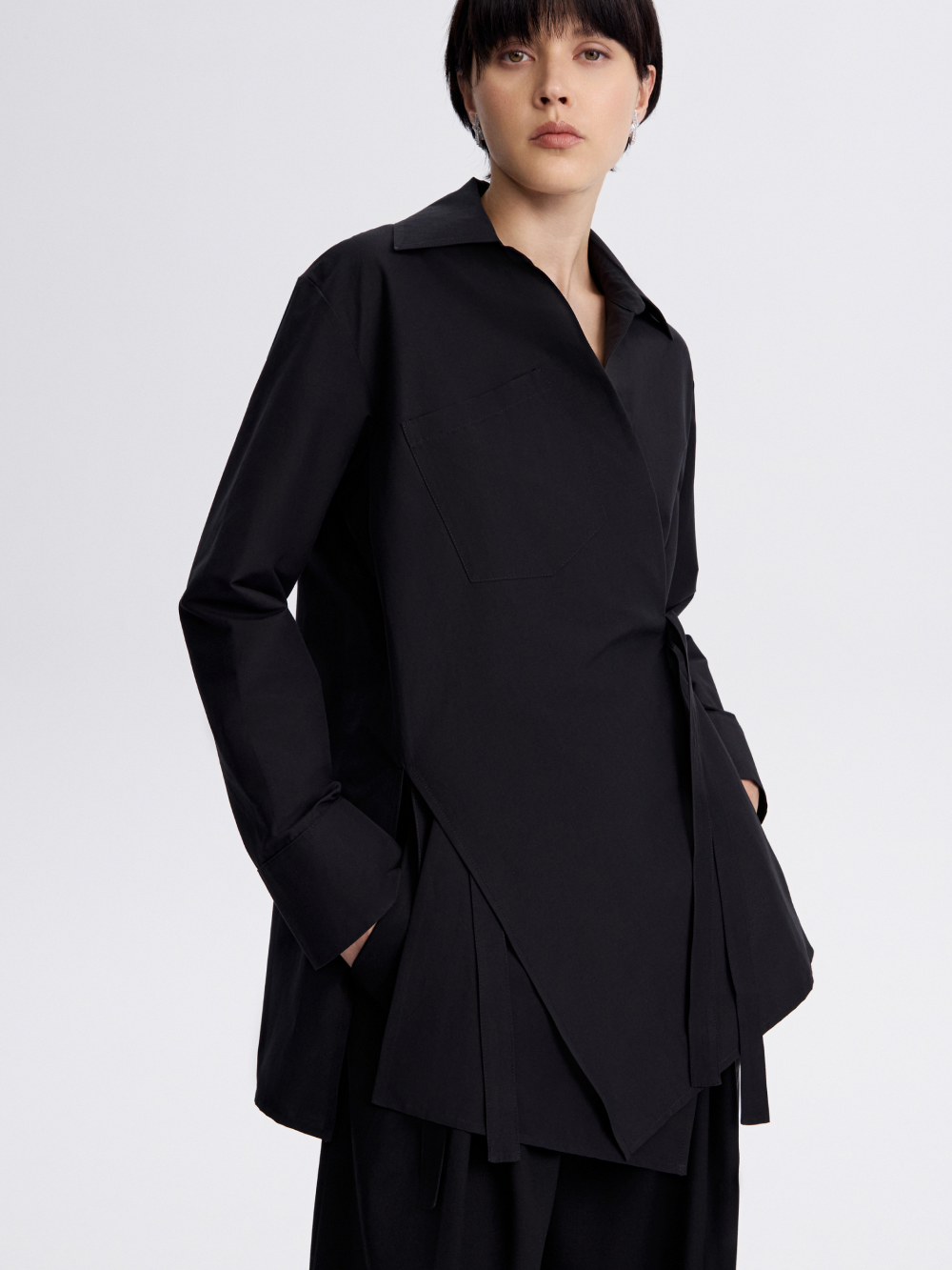 PRAS wrap shirt, front, full length
