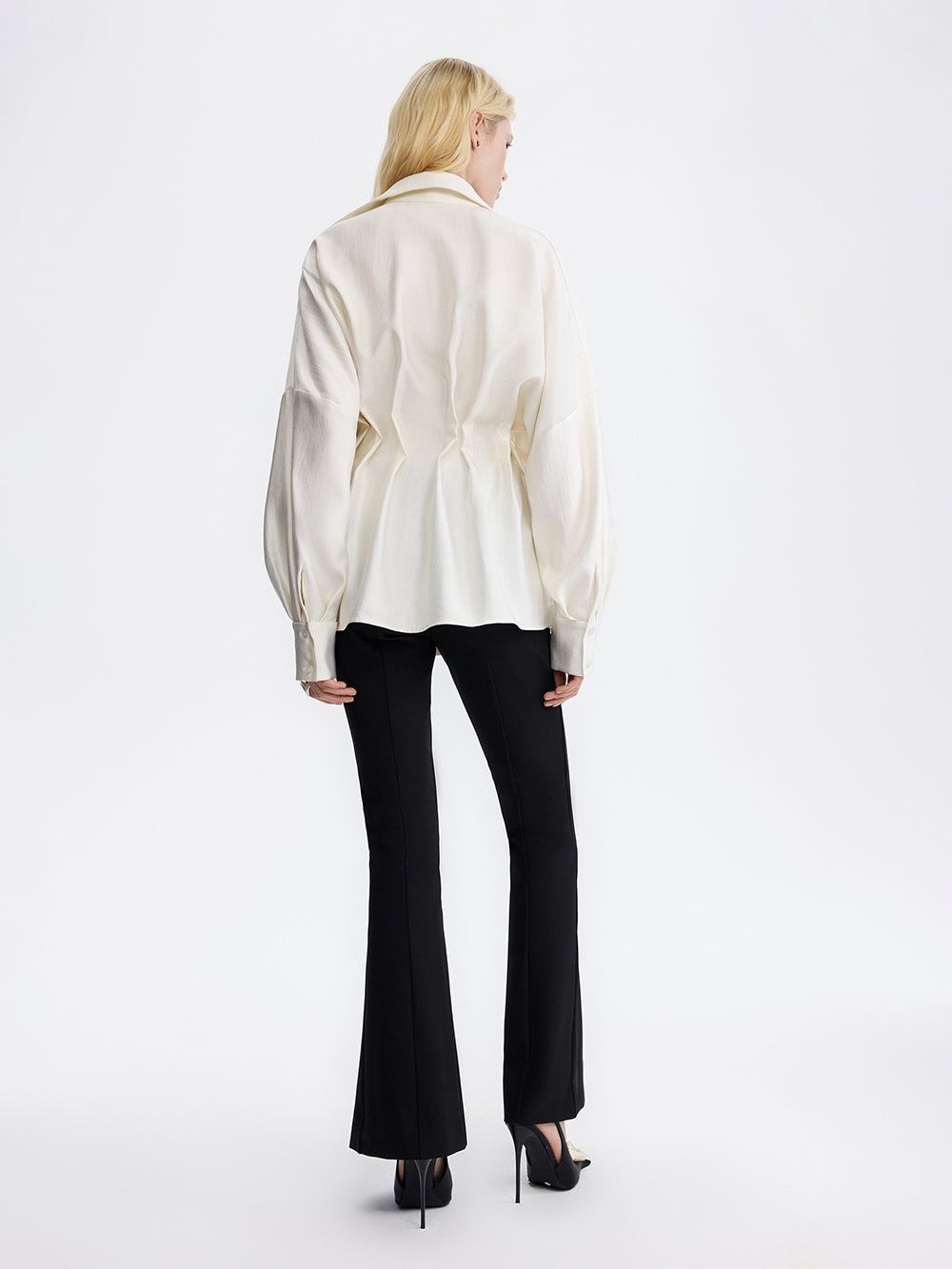 PRAS pintuck taffeta blouse, back, full length