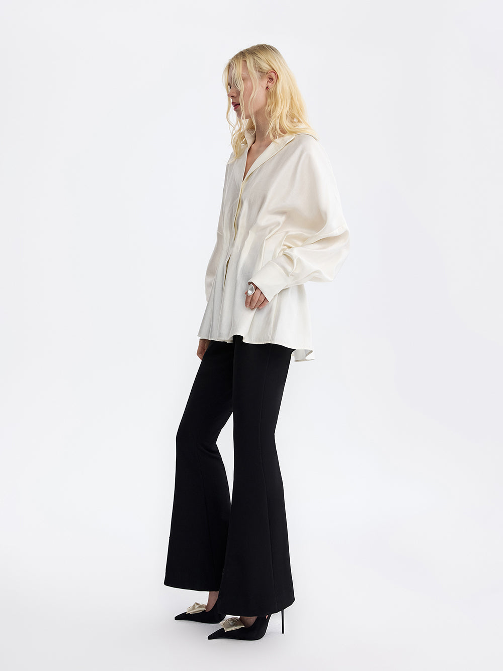 PRAS pintuck taffeta blouse, side