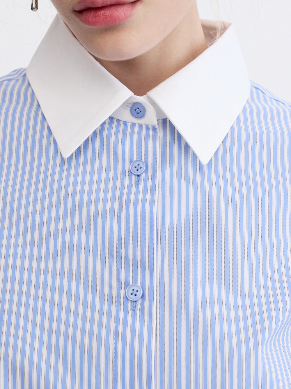 PRAS contrast collar shirt in blue stripe, collar and buttons