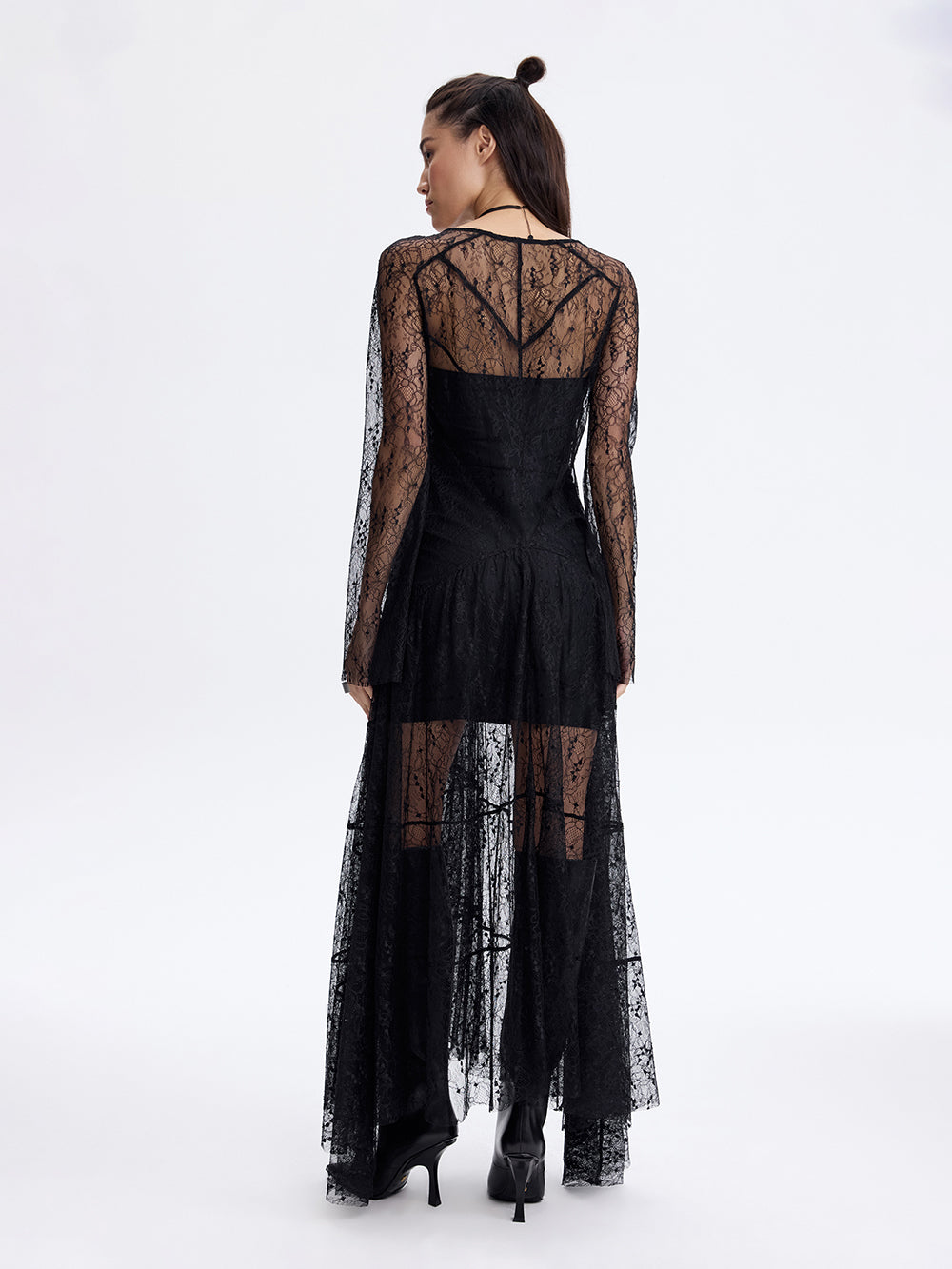 PRAS lace panel dress, back