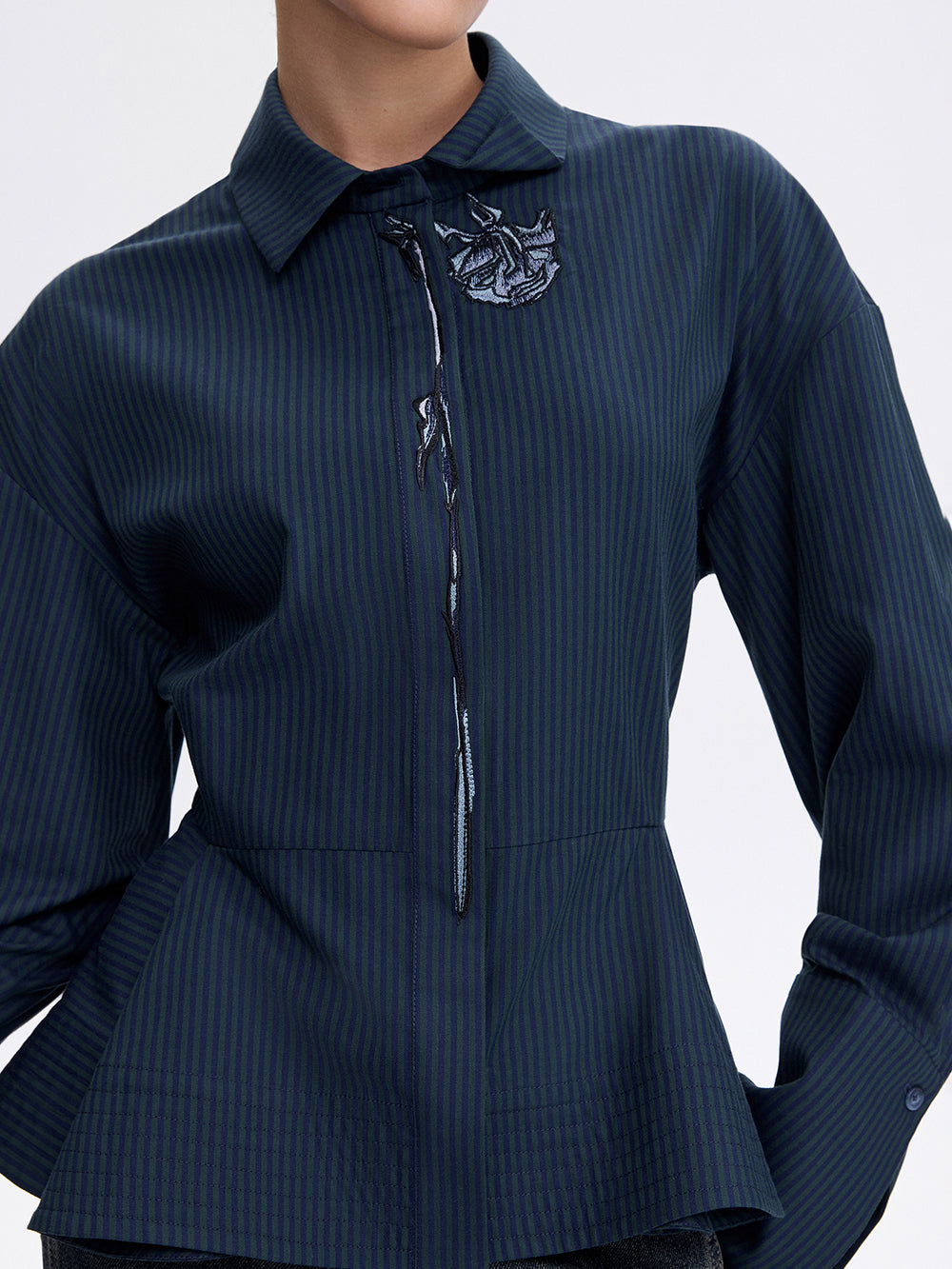 PRAS rose peplum shirt, peplum and embroidery