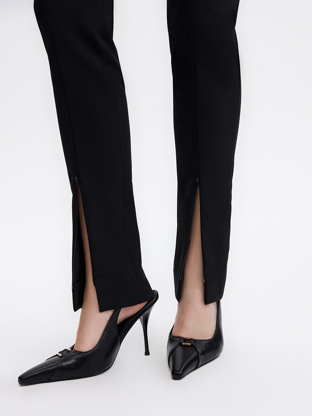 PRAS zip slit trousers, zip slit hem detail