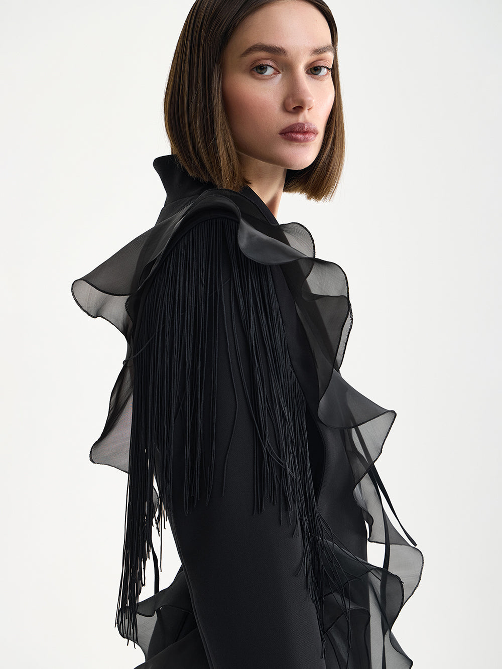 PRAS organza frill jacket, frill detail