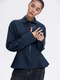 PRAS rose peplum shirt, three-quarter front