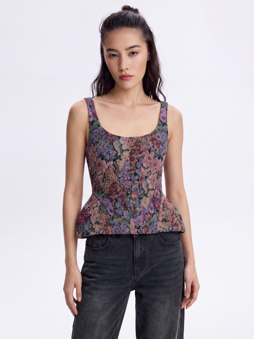 Front view of the Tapestry Corset Top