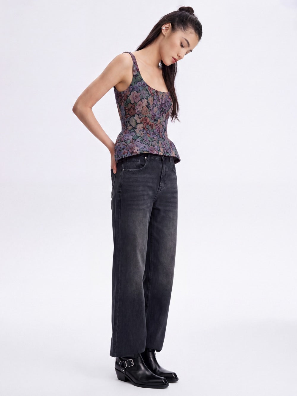 Side view of the Tapestry Corset Top