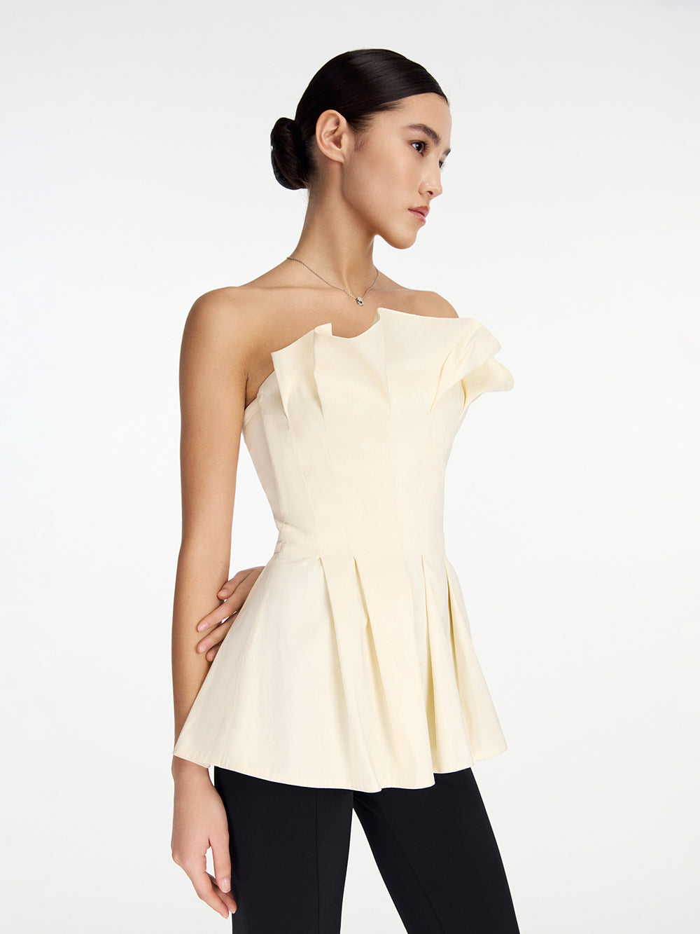 Corset top with taffeta skirt