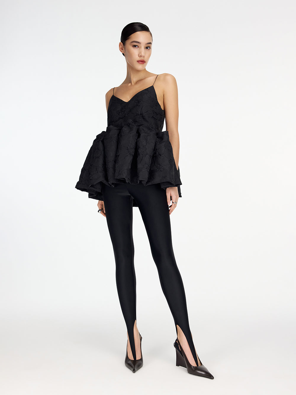 Taffeta top with peplum