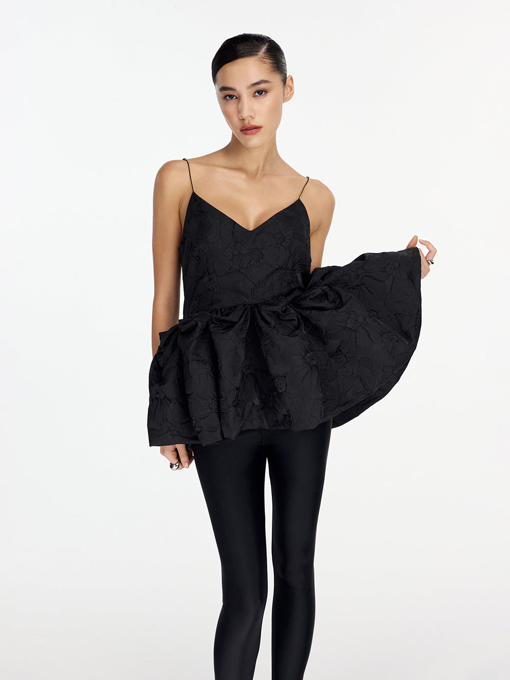 Taffeta top with peplum