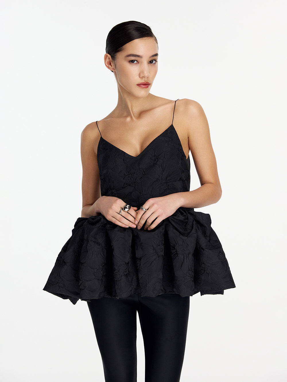 Taffeta top with peplum