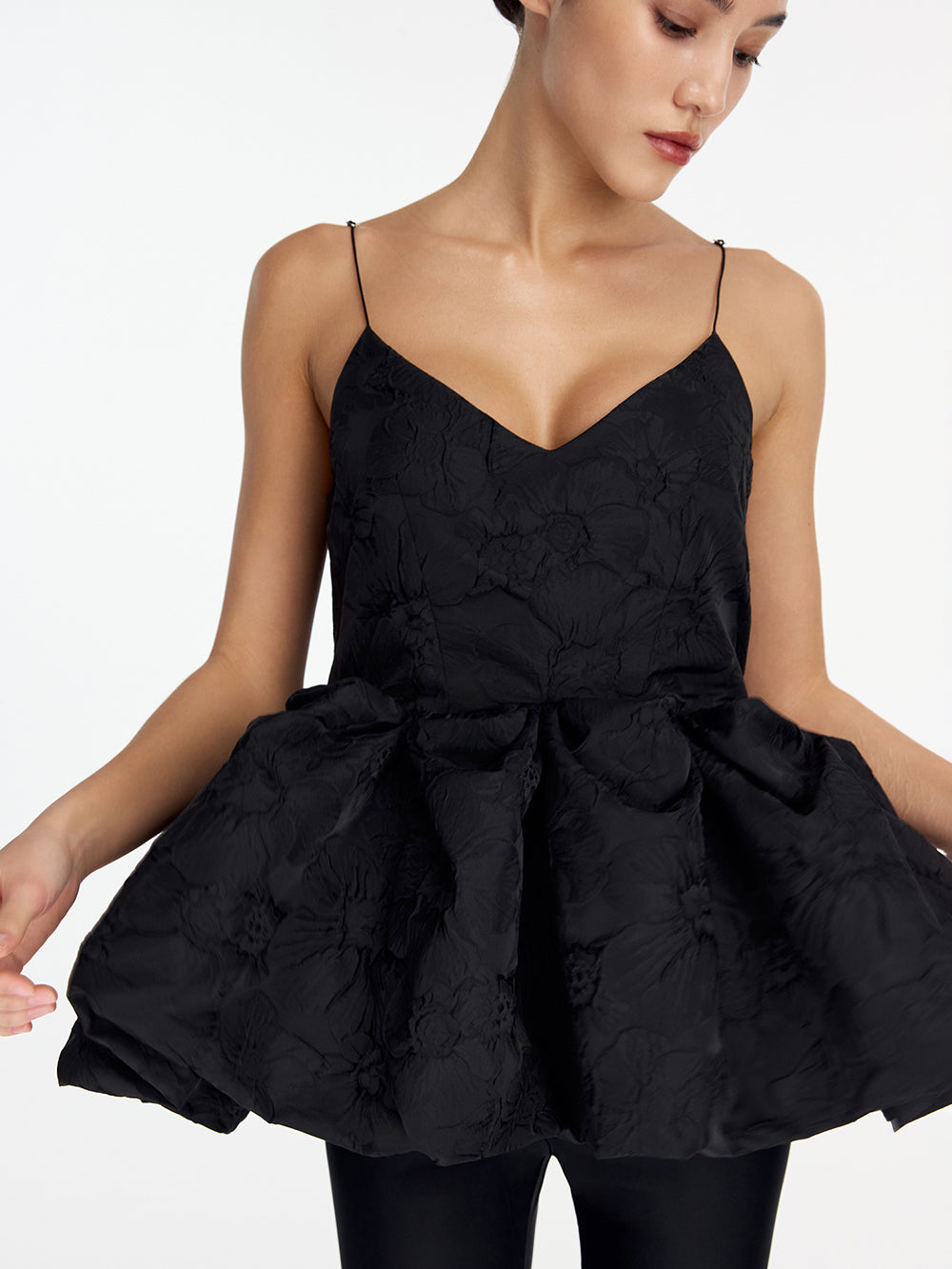 Taffeta top with peplum