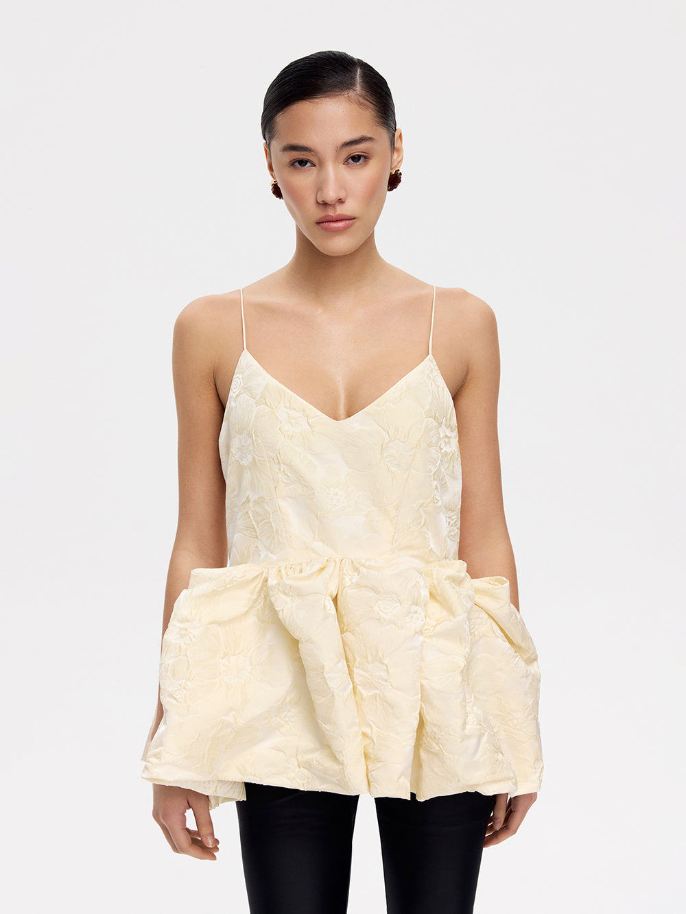 Taffeta top with peplum