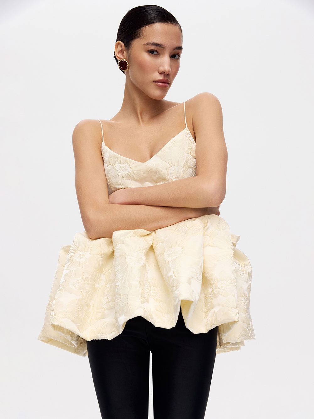 Taffeta top with peplum