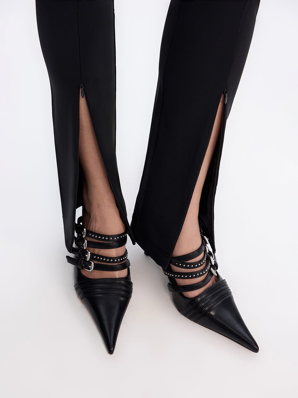 PRAS zip slit leggings, hem slits